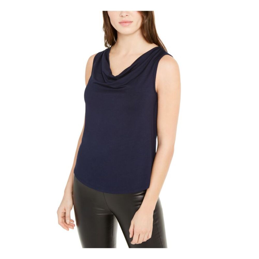 TRINA TURK Womens Navy Sleeveless Cowl Neck Top XS